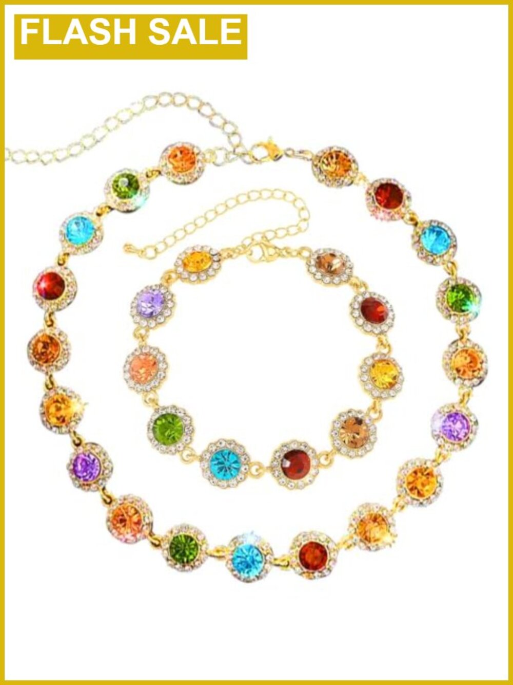 Crystal Jewelry Set Bracelet Necklace Rhinestone